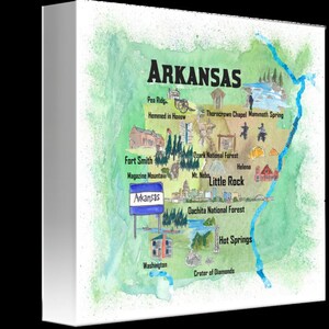 USA Arkansas State Travel Poster Map With Tourist Highlights - Etsy