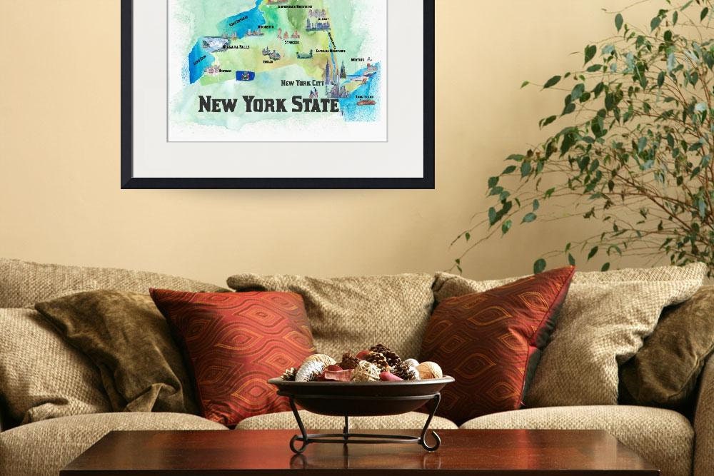 アメリカニューヨーク州の観光ポスターマップと観光スポットの