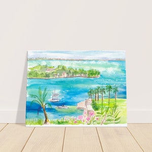 Bermuda Tropical Seascape with Islands and Bays- Limited Edition Fine Art Print - Original Painting available