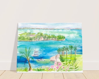 Bermuda Tropical Seascape with Islands and Bays- Limited Edition Fine Art Print - Original Painting available