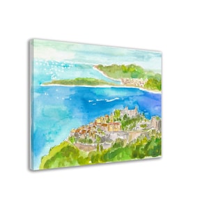 French Riviera Coast with Islands and Peninsula and Cote d&#39;Azur Dreams - Limited Edition Fine Art Print - Original Painting available