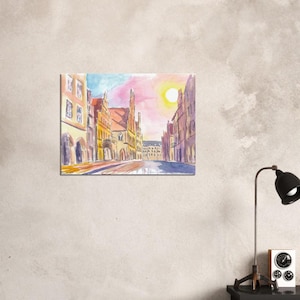 Münster Prinzipalmarkt and Old City Hall at Dusk - Limited Edition Fine Art Print - Original Painting available