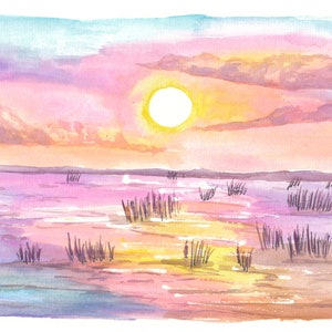Sonnenuntergang über den Everglades in Florida USA - Limitierter Kunstdruck - Originales Gemälde