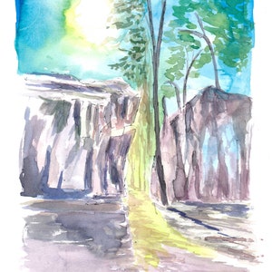 Ozark Hiking Watercolor Trail Scene - Limited Edition Fine Art Print