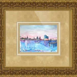 Hamburg Skyline with Elbe Philharmonic Hall at Dusk Painting & Fine Art Print image 5