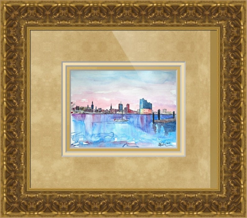 Hamburg Skyline with Elbe Philharmonic Hall at Dusk Painting & Fine Art Print image 5