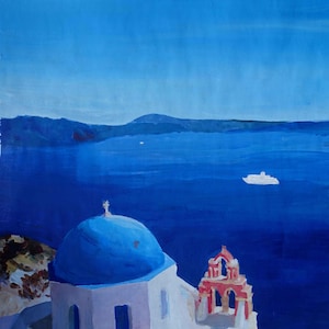 Santorini, Greece - View from Oia Painting & Fine Art Print