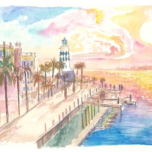 素晴らしいデスティンフロリダハーバーウォークの灯台と夕日の眺め - 限定版ファインアートプリント - オリジナル絵画あり