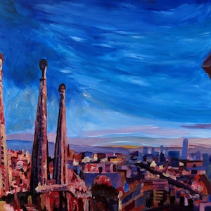 Widok na miasto Barcelona i Sagrada Familia – limitowana edycja artystycznego wydruku