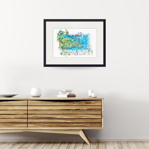 Dominican Republic Illustrated Travel Map With Roads and Highlights - Etsy