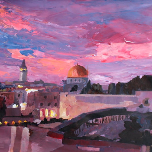 Jerusalem At Sunset Painting - Limited Edition Fine Art Print & Original