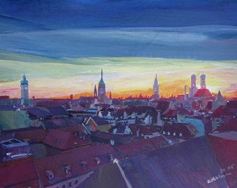 Munich Rooftop View At Sunset - Limited Edition Fine Art Print