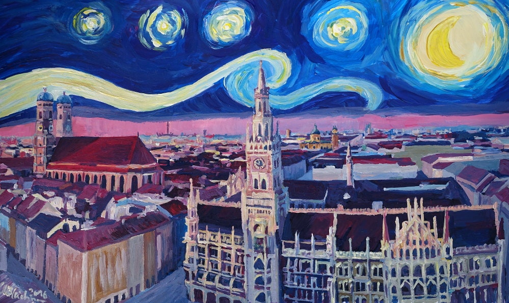 ミュンヘンの星月夜 - ゴッホのインスピレーションと聖母教会の絵画と