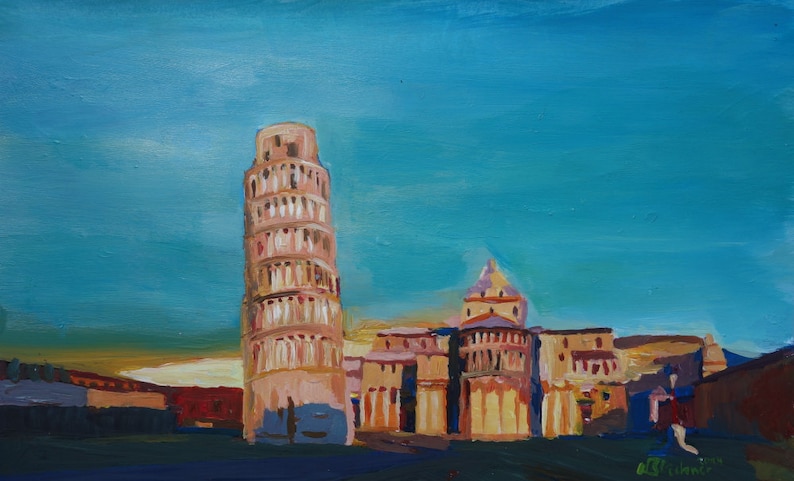 Leaning Tower of Pisa with Cathedral Square Italy Limited Edition Fine Art Print