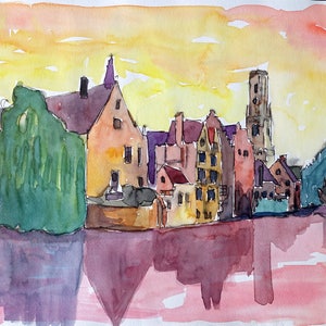 Erleuchtete Altstadt von Brügge in West Flandern Belgien - Fine Art Print - Original verfügbar
