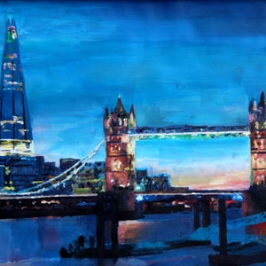 London Tower Bridge con The Shard Painting & Fine Art Print
