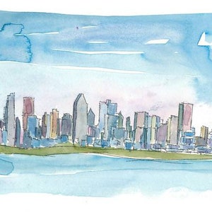 Montreal Quebec Canada Skyline e Blue Sky - Pittura originale e stampa artistica
