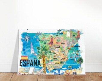 Cartina Geografica Dettagliata Divalis Mappa Spagna Per Segnare Viaggi - Grande Mappa Da Mappa Del Mondo Da Grattare