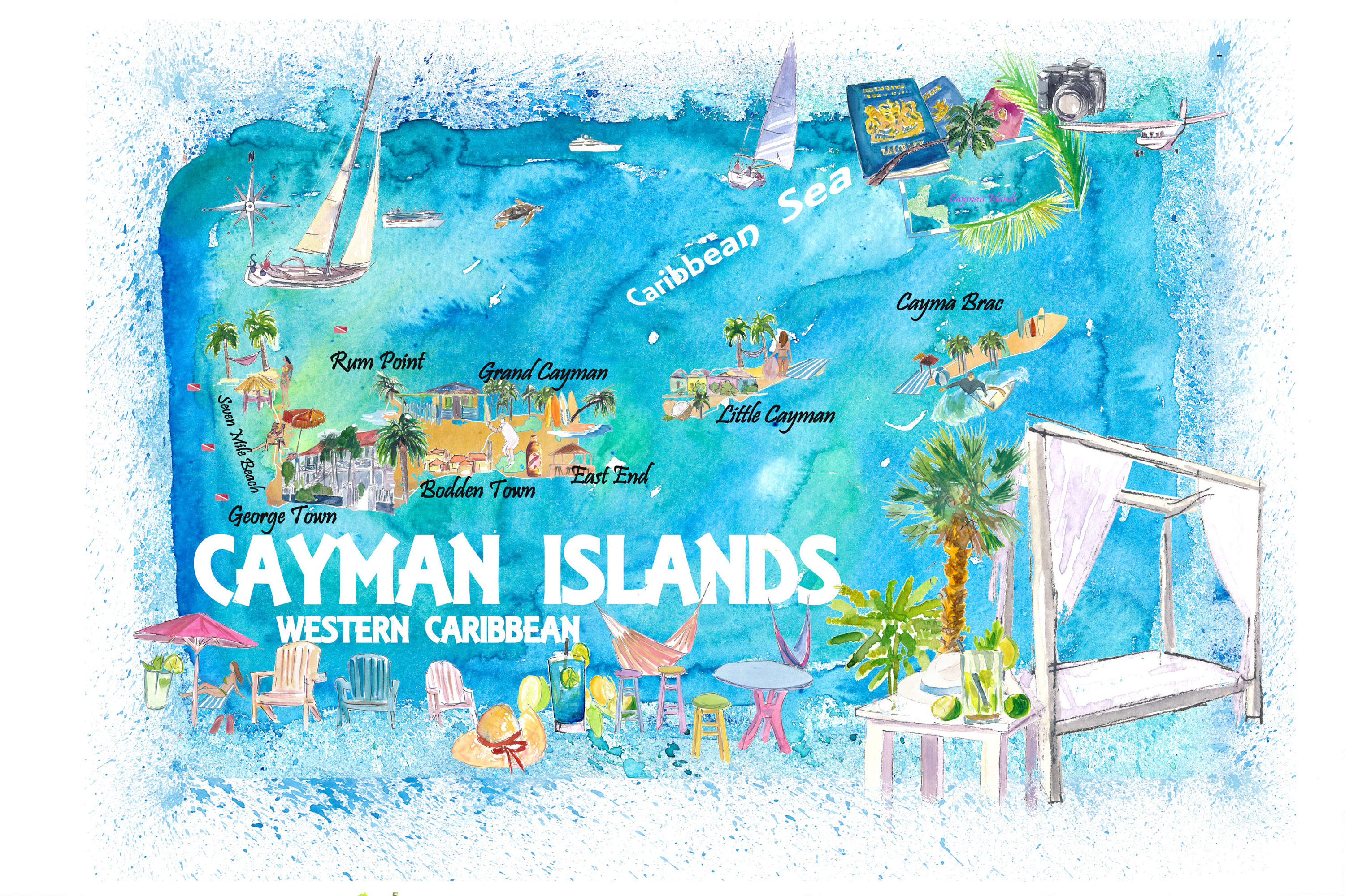 Mapa De Las Islas Caimán Y El Caribe