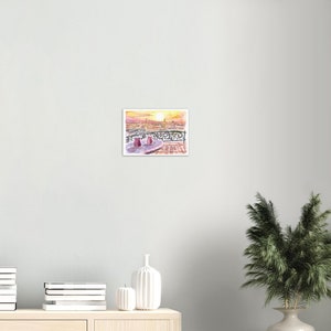 Amazing Marrakech Morocco Rooftop Romance with Tea and Fna Square - Limited Edition Fine Art Print - Original Painting available 12 x 8 inches