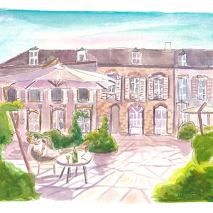 Avenue de Champagne Epernay Francia Relajarse y degustar bajo el sol - Impresión de bellas artes de edición limitada - Pintura original disponible
