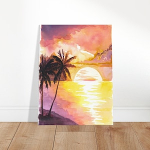In Love with an amazing Caribbean Sunset Watercolor Scene - Limited Edition Fine Art Print - Original Painting available