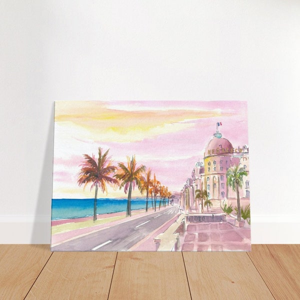 Nice France Riviera Watercolor View of Promenade des Anglais - Limited Edition Fine Art Print - Original Painting available