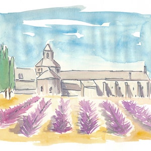 Provence Lavender and Abbey - Limited Edition Fine Art Print - Original Painting available