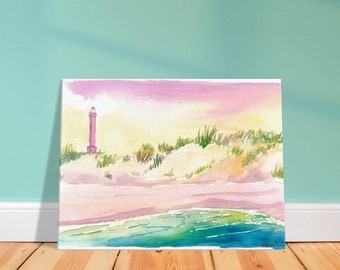 Norderney Lighthouse and Beach in Frisian Wadden Sea - Limited Edition Fine Art Print - Original Painting available