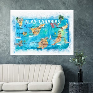 Carte de voyage illustrée des îles Canaries avec Tenerife, Gran Canary, Lanzarote, Fuerteventura La Palma Gomera et Hierro image 6