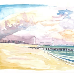 Staten Island Beach with Manhattan View of NYC - Limited Edition Fine Art Print - Original Painting available