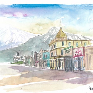 Skagway Alaska USA Street Scene Excursion - Limited Edition Fine Art Print - Original Painting available