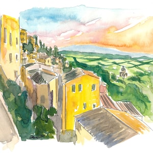 Montepulciano Włochy Widok Toskanii - Limitowana Edycja Fine Art Print - Oryginalny obraz dostępny