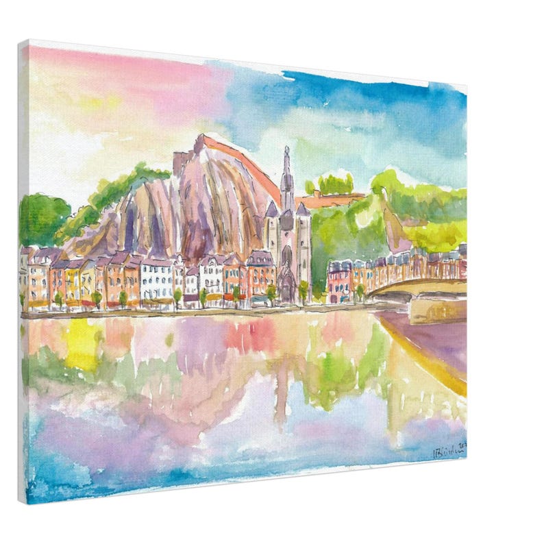 Dinant Citadel Watercolor Painting: Meuse River Fine Art Print - Etsy