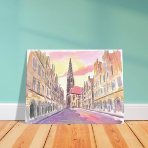 Münster Germany Old Town Prinzipalmarkt Scene at Dusk - Limited Edition Fine Art Print -