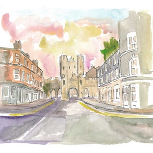 York Yorkshire Old Town Micklegate Street Scene - Impresión de bellas artes de edición limitada - Pintura original disponible