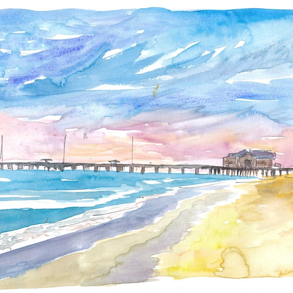 Outer Banks Pier At Nags Head At Sunset - Limited Edition Fine Art Print - Original Painting available