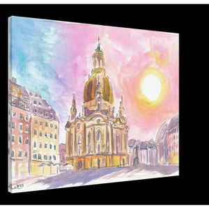 Dresden the splendor of the Frauenkirche at sunset - Limited Edition Fine Art Print - Original Painting available