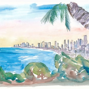 Tel Aviv Skyline with Shoreline  - Limited Edition Fine Art Print Available