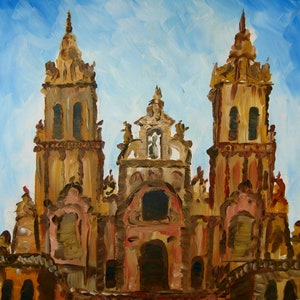 Catedral de Santiago de Compostela - Impresión de bellas artes de edición limitada - Pintura original disponible