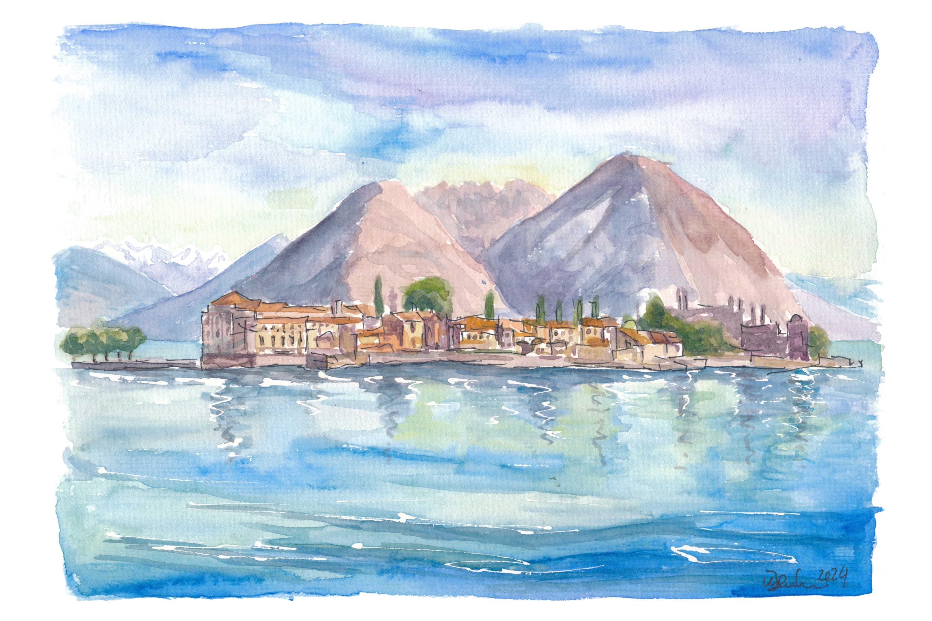 Lago Maggiore Borromean Islands - Isola Bella Scene From Lake