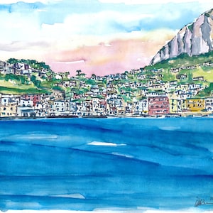 Enchanting Capri Harbour View in Bella Italia - Limited Edition Fine Art Print - Original Painting available