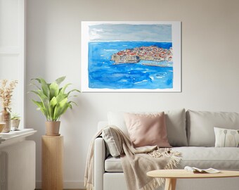 クロアチア、ドゥブロヴニク、アドリア海の真珠 - オリジナル絵画と