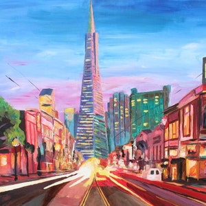 San Francisco - Columbus St. with Cafe Vesuvio - Fine Art Print Giclee - Original disponible