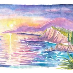 Serene Coastal Escape in Zakynthos Island Greece - Limited Edition Fine Art Print - Original Painting available