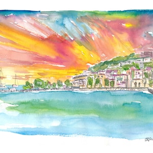 Martinique Fort de France Waterfront au lever du soleil - Tirage d'art en édition limitée - Peinture originale disponible