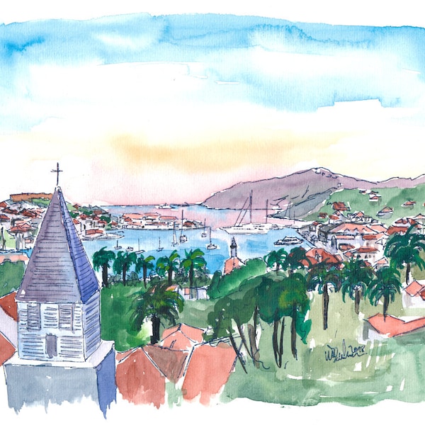 St Barts Caribbean Dreams St Bartolomew Harbour - Limited Edition Fine Art Print - Original Painting available