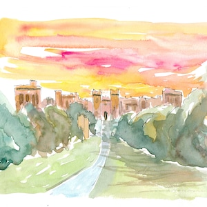 Windsor Castle Engeland op Wonderful Morning - Limited Edition Fine Art Print - Origineel schilderij beschikbaar