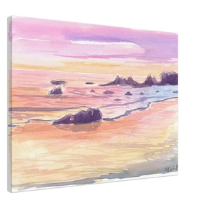 El Matador State Beach Malibu at Californian Dusk - Limited Edition Fine Art Print - Original Painting available