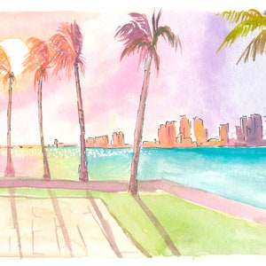 West Palm Beach with Tropical Dreams under Palms - Limited Edition Fine Art Print - Original Painting available